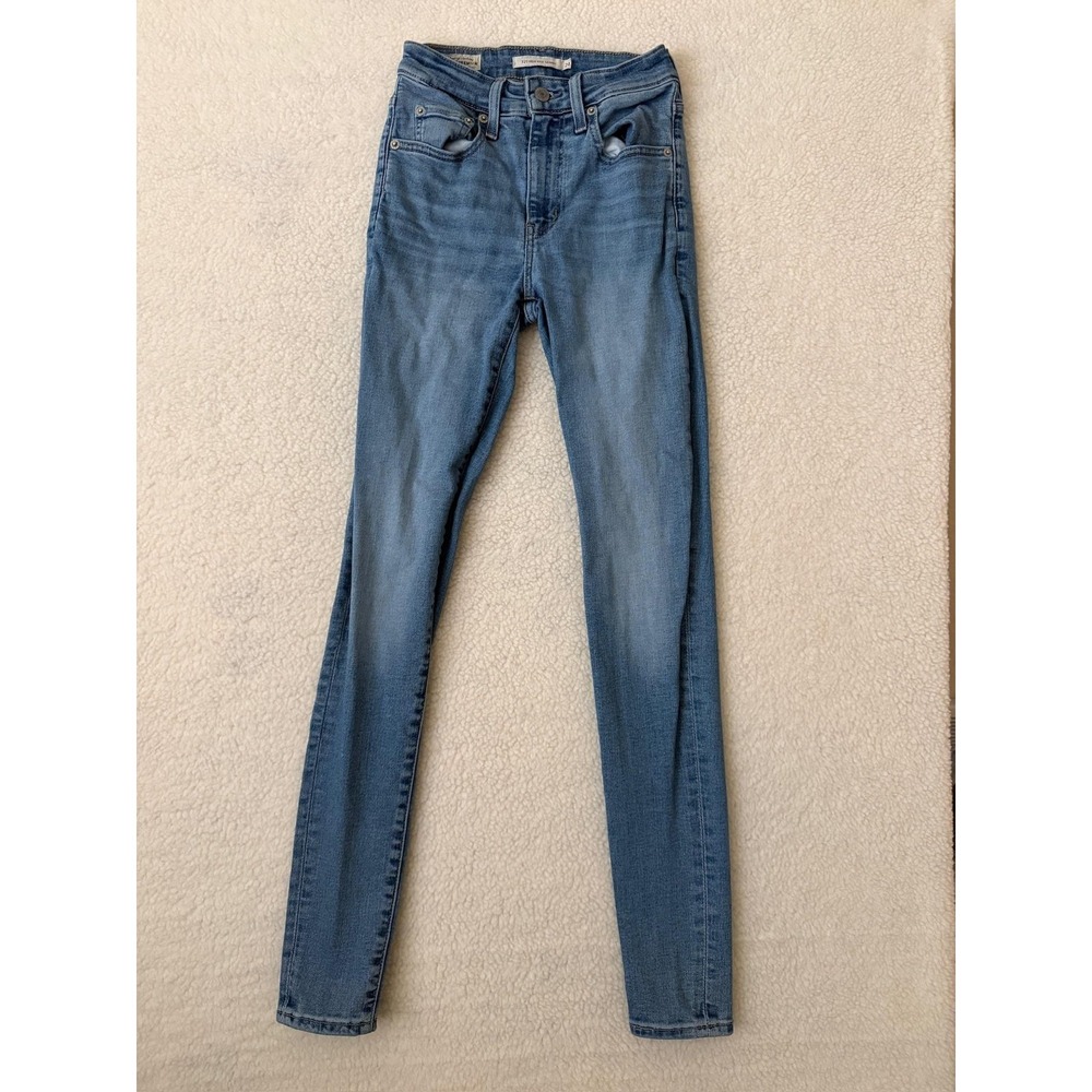 Levis Premium 721 High Rise Skinny Jeans Womens 24x30 Blue Medium Wash Stretch